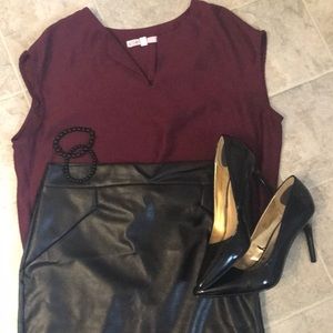 Burgundy sleeveless blouse